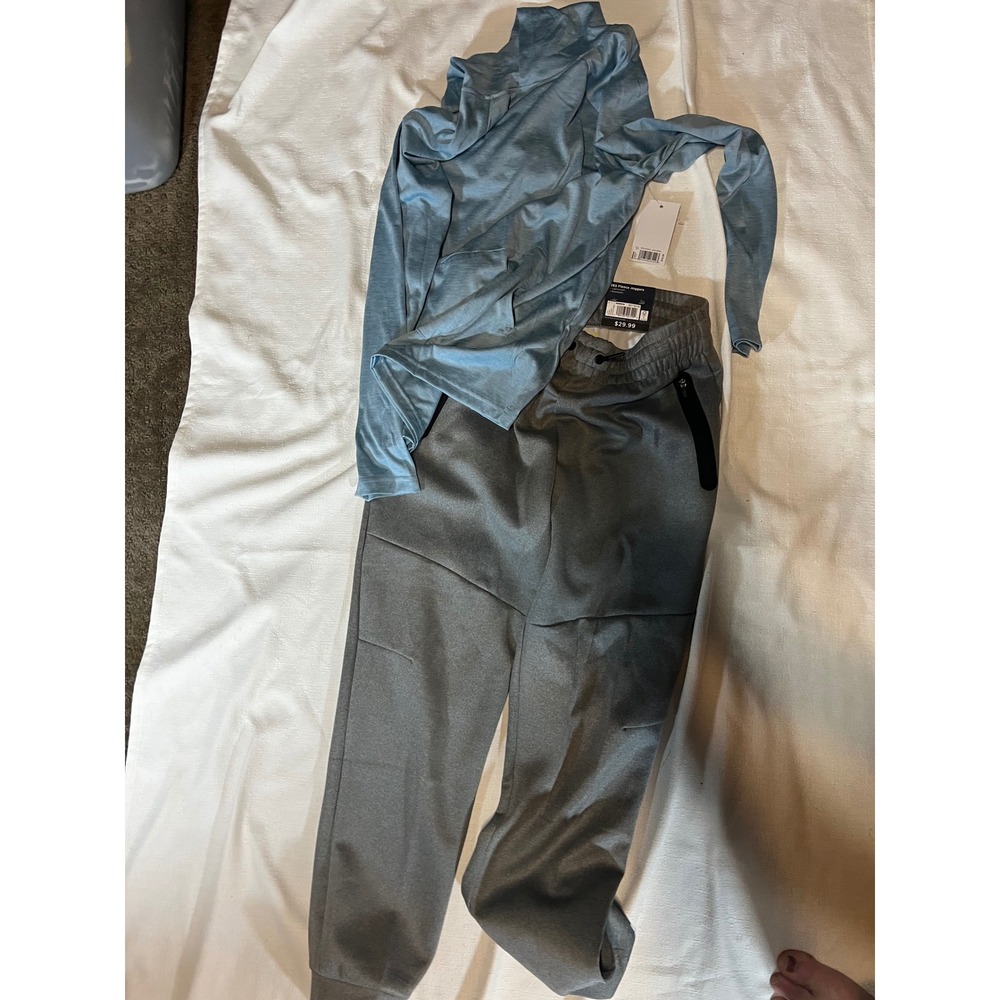 Boys Kohl's Active Hoodie and 365 Fleece Joggers Set Blue Gray Size L 14/16 NWT